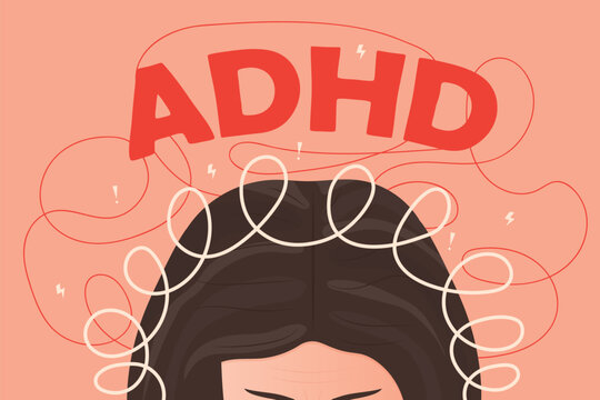 ADHD Attention Deficit Hyperactivity Disorder concept; mental health- vector illustration