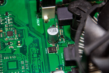 Capacitor and microcircuits close-up