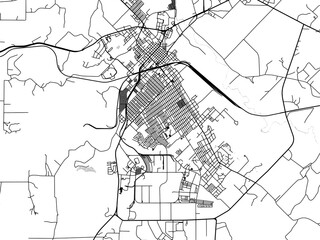 Greyscale vector city map of  Brownwood Texas in the United States of America with with water, fields and parks, and roads on a white background.