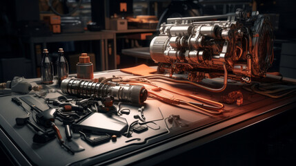 Fototapeta premium Mechanics Science of an engine background