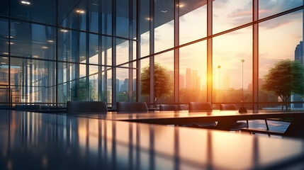Windows to Success: Modern Office with Stunning Lighting
