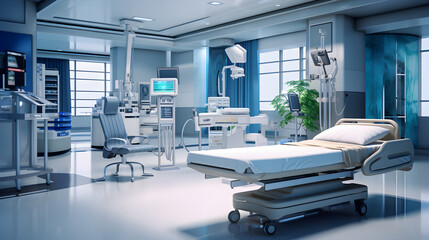 Fototapeta na wymiar Hospital Interior with Cutting-Edge Equipment 