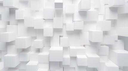 Random white cubes backdrop background. AI generated image - obrazy, fototapety, plakaty