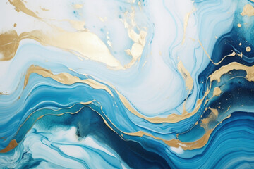 Background made of marble or onyx. Beautiful blue iridescent colors with the addition of gold powder.