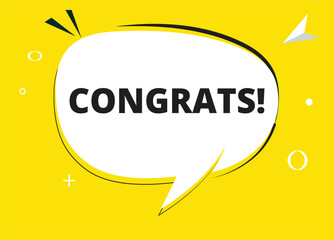 congrats speech bubble text. Hi There on bright color for Sticker, Banner and Poster. vector illustration.