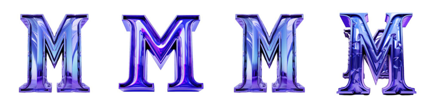 Indigo colored alphabet, logotype, letter M isolated on a transparent background