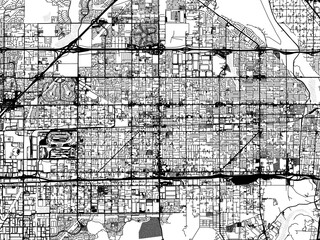 Obraz premium Greyscale vector city map of Fontana California in the United States of America with with water, fields and parks, and roads on a white background.
