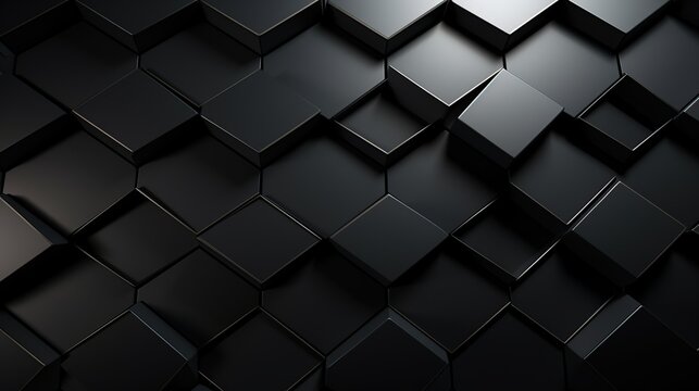 Abstract 3d black hexagons background pattern. AI generated image