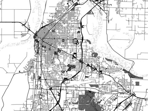 Greyscale vector city map of  Fort Smith Arkansas in the United States of America with with water, fields and parks, and roads on a white background.