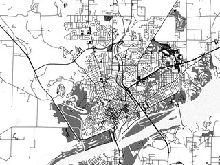 Greyscale vector city map of  Florence Alabama in the United States of America with with water, fields and parks, and roads on a white background.
