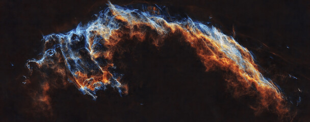 Starless version of the Eastern veil Nebula NGC 6992 in narrowband Ha and OIII, Hubble palette