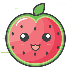 Cute watermelon fruit with happy face. Vector illustration