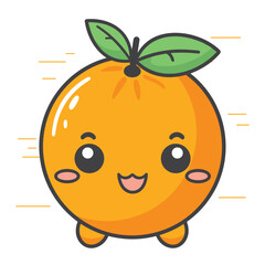 Cute orange fruit with happy face. Vector illustration