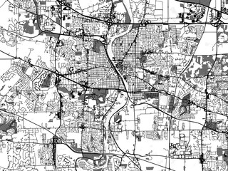 Fototapeta na wymiar Greyscale vector city map of Elgin Illinois in the United States of America with with water, fields and parks, and roads on a white background.