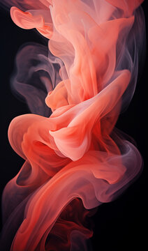 Abstract fluffy cloud of red smoke