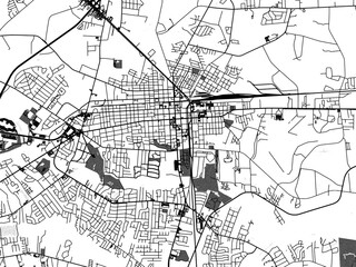 Greyscale vector city map of  Florence South Carolina in the United States of America with with water, fields and parks, and roads on a white background.