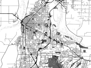 Fototapeta na wymiar Greyscale vector city map of Fort Smith Arkansas in the United States of America with with water, fields and parks, and roads on a white background.