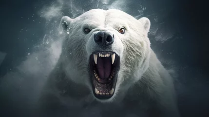 Fotobehang polar bear in furious attack © Jorge Ferreiro