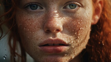 Freckled Beauty: Close-Up of a Woman