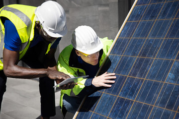Two Engineer Checking Broken Solar Panels
