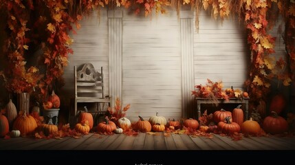 Thanksgiving-themed autumn backdrop - obrazy, fototapety, plakaty
