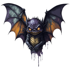 Watercolor bat Horror Character Halloween AI generation