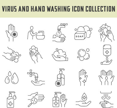 Virus & hand washing icon collection.
