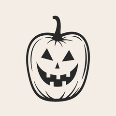 Halloween pumpkin flat icon, black and white