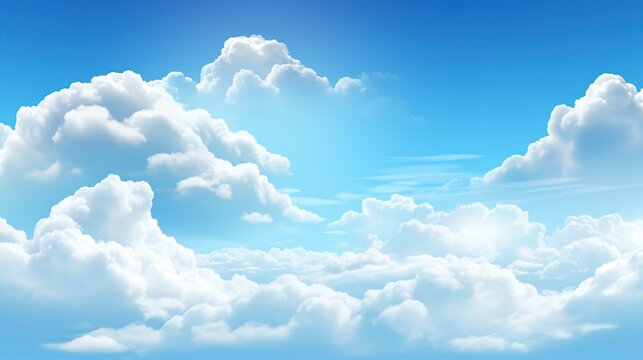 Abstract sky blue clouds background. AI generated image