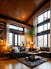 Cozy interior studio apartment beautiful design.