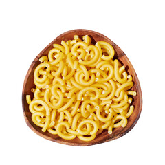 Macaroni noodle in  bowl isolated on white background
