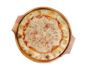 4 cheese pizza on a white background