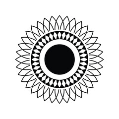 Black vector line art and flower design