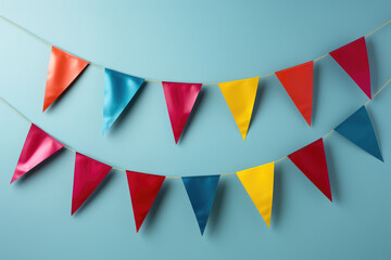colorful garland with flags for birthday party