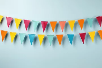 Foto op Canvas colorful garland with flags for birthday party © Michael