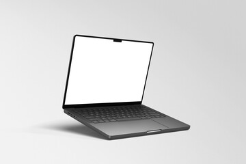 Laptop with blank screen isolated Mockup, 3d render illustration