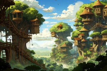 Fototapeta premium Hidden Towering Elf Tree House