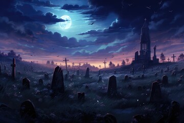 Haunted Graveyard under Moonlight