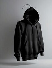 Black hoodie with distressed and rumpled graphics