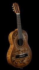 Naklejka premium une guitare acoustique sur fond noir, généré par IA