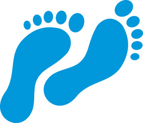 foot print icon blue color vector transparent 