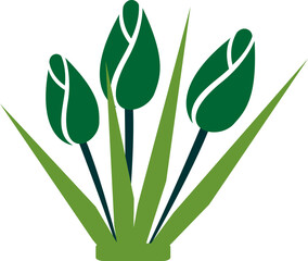 plant isolated icon with green flowers and leaves 