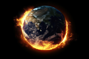 The earth burning up in outer space, global warming climate change trouble - obrazy, fototapety, plakaty