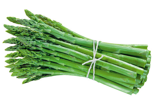 ma&ccedil;o de aspargos verdes fresco amarrado com barbante isolado em fundo transparente