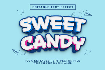 Sweet Candy 3d Editable Text Effect Cartoon Style Premium Vector