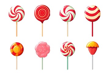 Lollipops, candy isolated on white background. Generative Ai