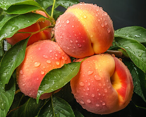 Frisch gepflückte Pfirsiche, Generative AI