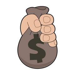 Hand with money. Vector illustration.