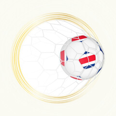 Football emblem with football ball with flag of Costa Rica in net, scoring goal for Costa Rica.
