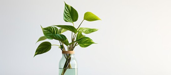 Ivory betel plant in a plastic vase on a white background